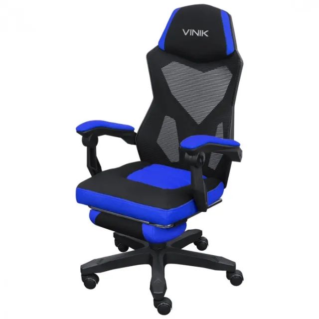 Cadeira Gamer Vinik Rocket Preta com Azul - WZetta - Foto 4