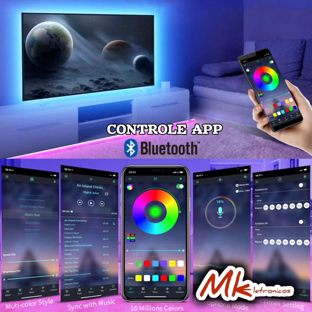 Fita Led 11mt Bluetooth Decorativo Inteligente - Foto 2