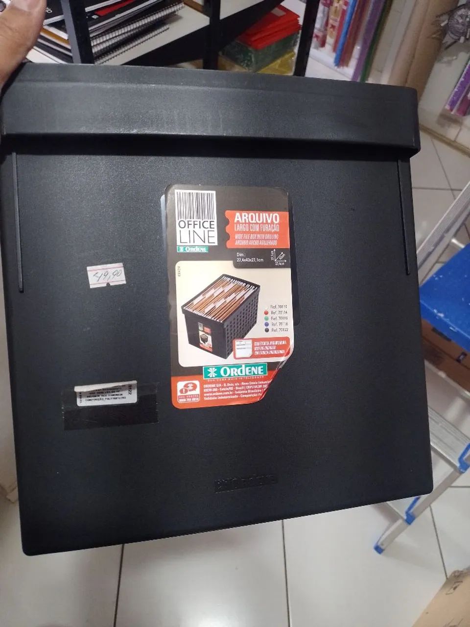 Caixa Organizadora Arquivo Plástico Preto, para Pasta Suspensa 