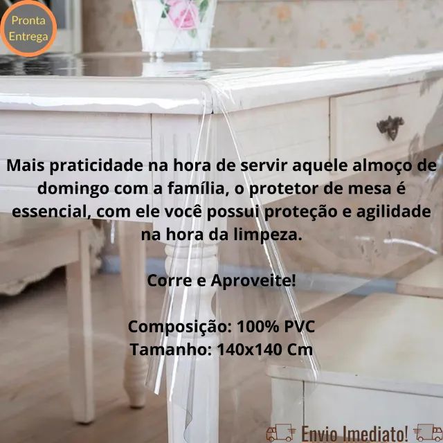 Toalha Impermeável Protetora Forro Para Mesa 140x140 - Foto 2
