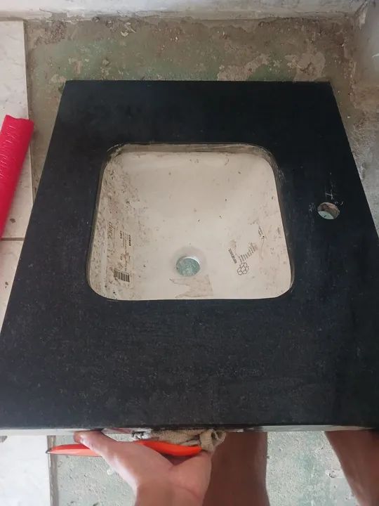 Cuba para cozinha em granito preto