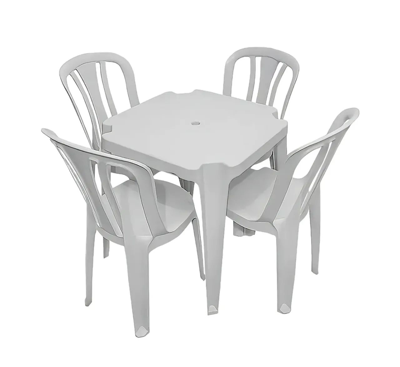 JOGO DE MESA DE PLÁSTICO BRANCA/ 2 MESAS E 8 CADEIRAS