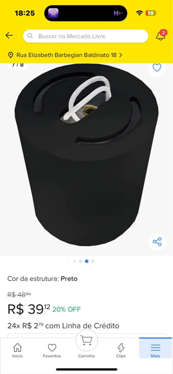 Spot de Sobrepor Cilindrico LED Preto - Foto 2