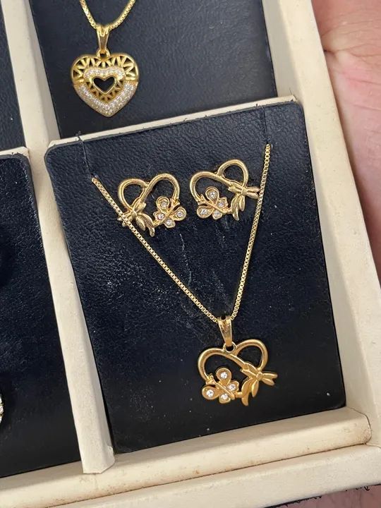 Conjunto de colar e brincos Folheado - Foto 3