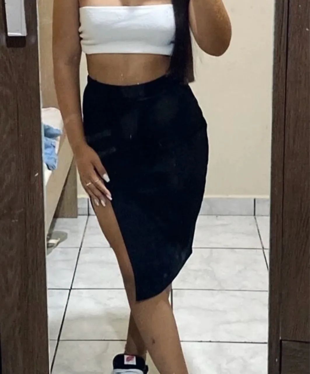 Saia preta com fenda SHEIN 
