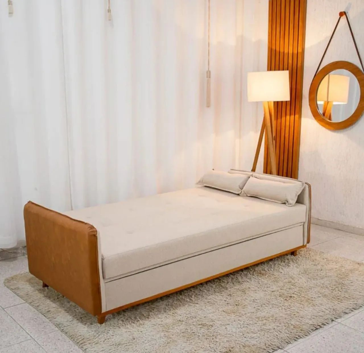 Sofá cama em linho com baú  - Foto 3