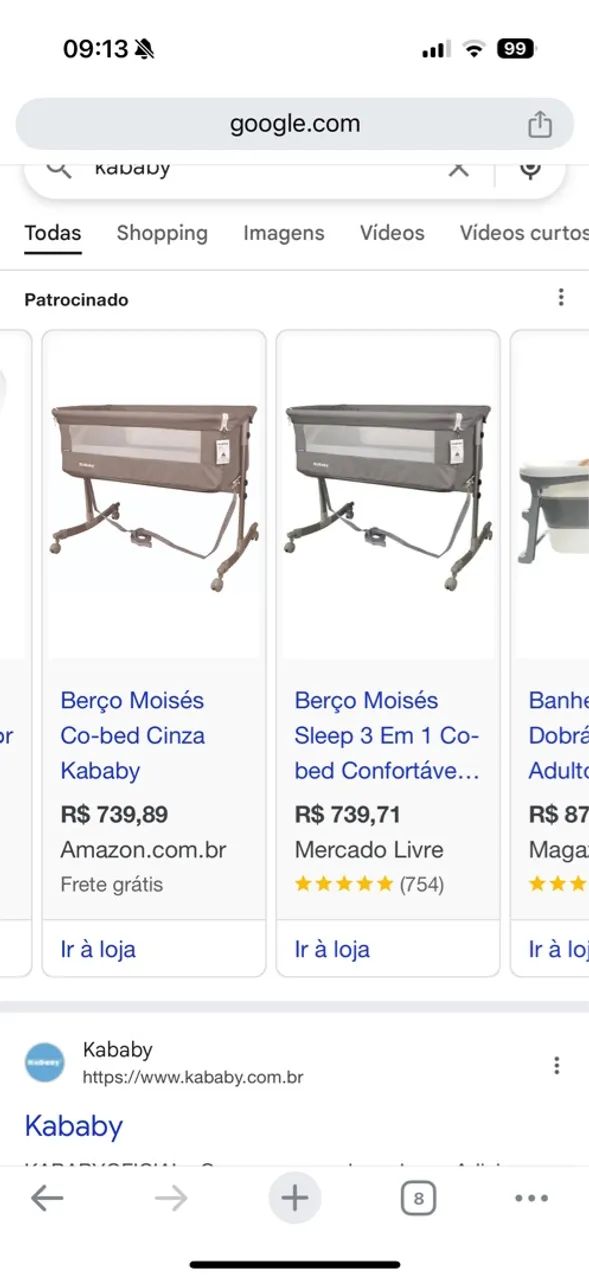 Berço Moisés Co-bed Cinza Kababy - novíssimo 