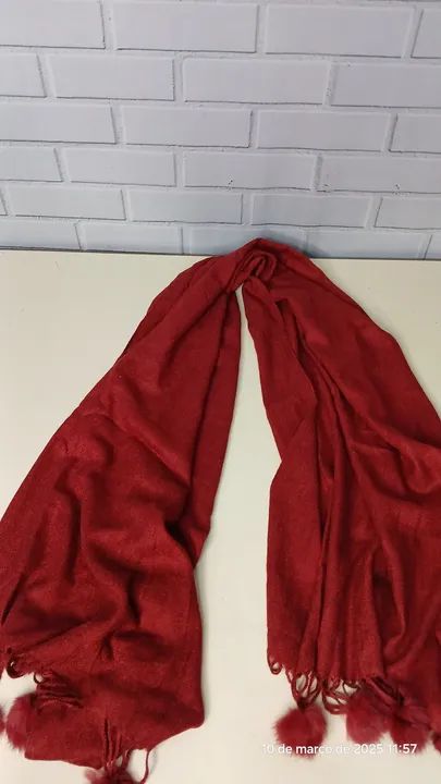 Cachecol Vermelho/ Bordô  Comprido - Foto 2