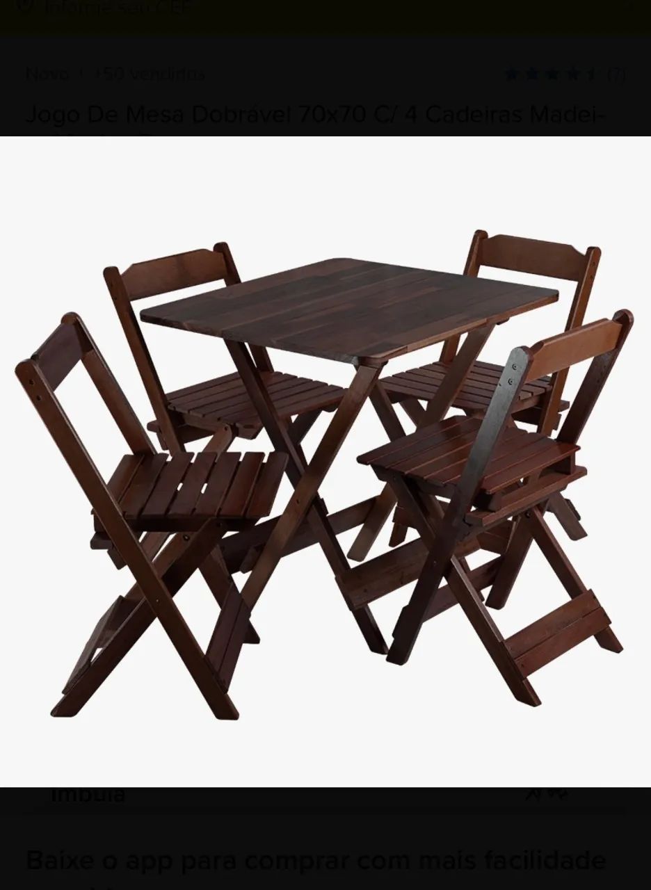 Jogo de Mesa Dobrável com 4 cadeiras  - Foto 2