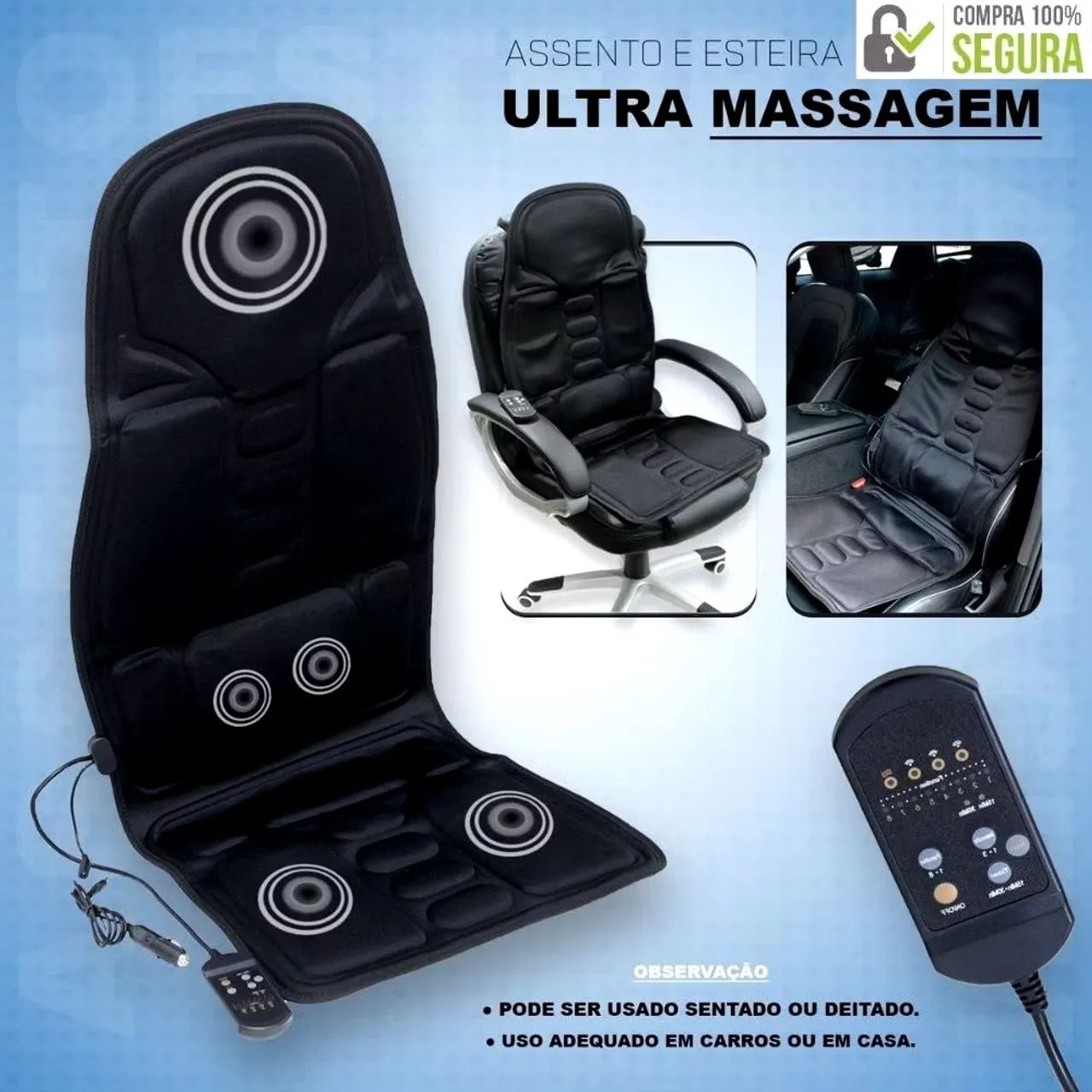Assento massageador de lombar com aquecimento