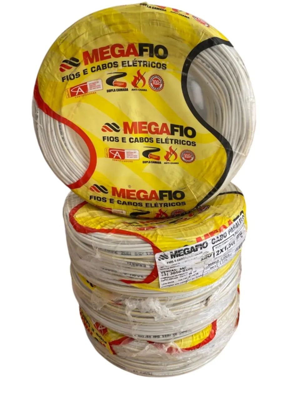 Cabo flexível paralelo fio 2x1,5 milímetros megafio