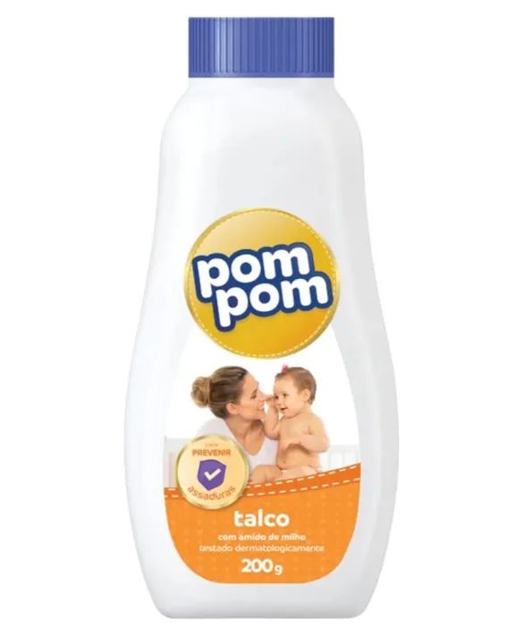Talco Pom Pom com Amido de Milho 200g