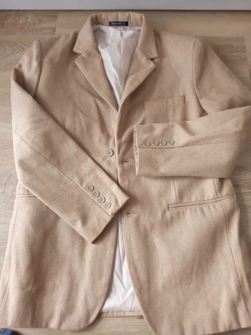 Blazer de Veludo Canelado Bege - Foto 2