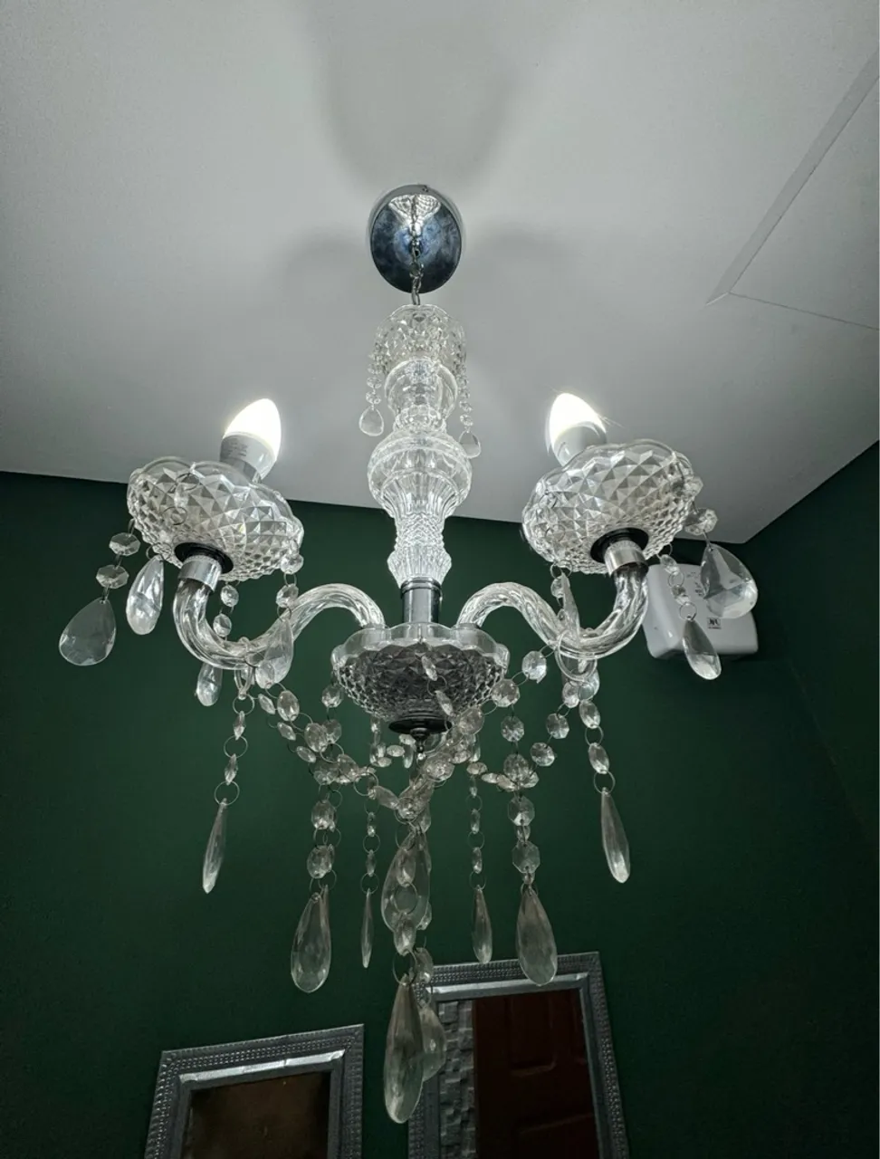 Lustre de Cristal 3 Lâmpadas
