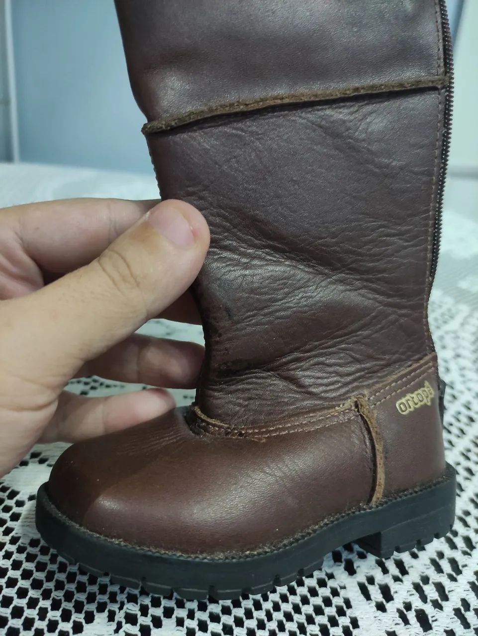 Botas de Couro Marrom Ortopé Bebê ( Tamanho 18) - Foto 5