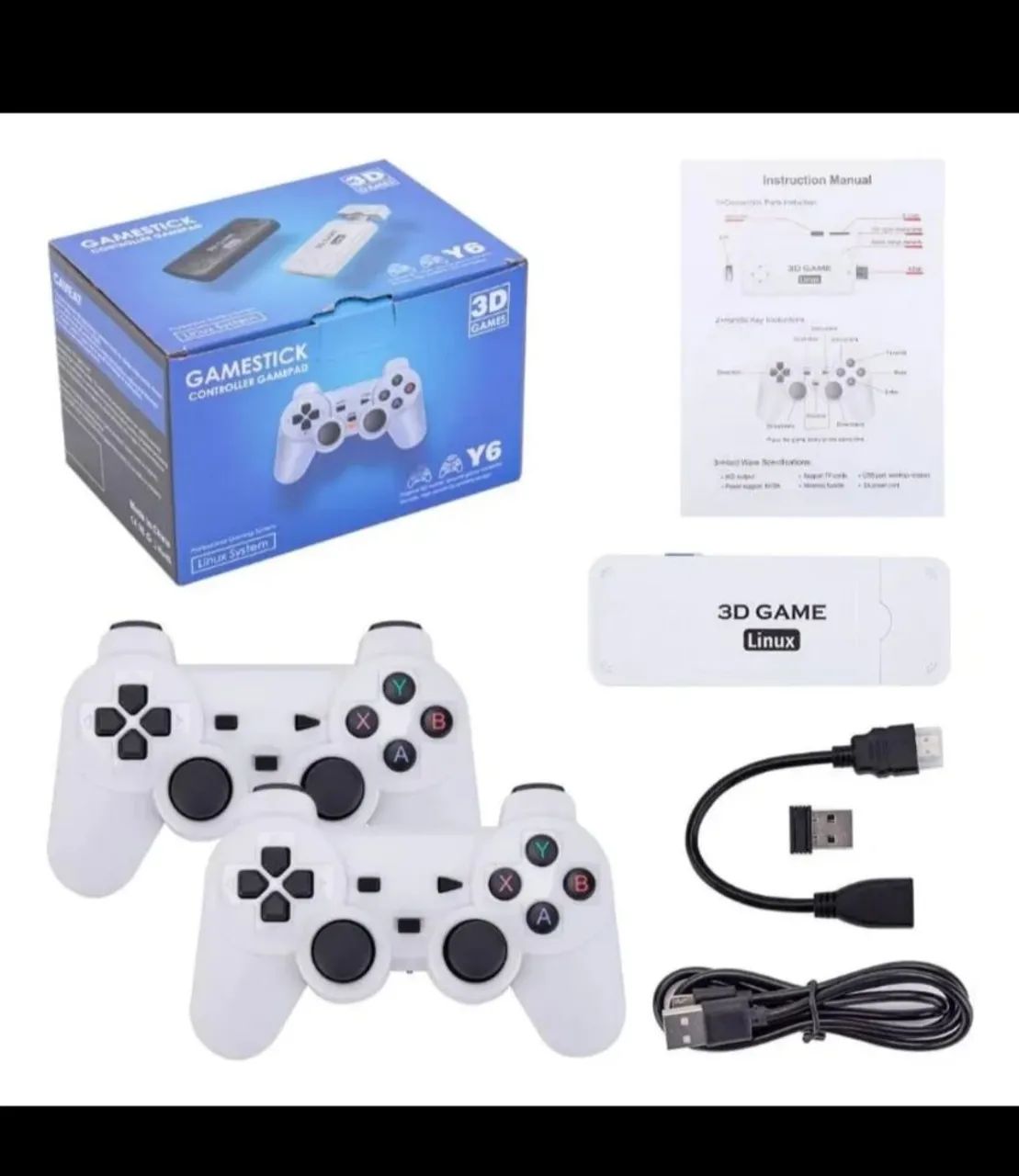 Vídeo Game Gamestick 4K Y6 com 2 Controles sem Fio - Foto 5