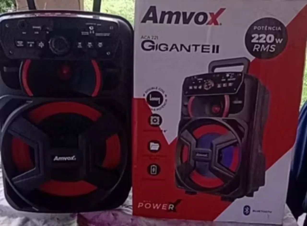 Caixa de Som Bluetooth Amvox com LED - Potente e com ótima qualidade de som