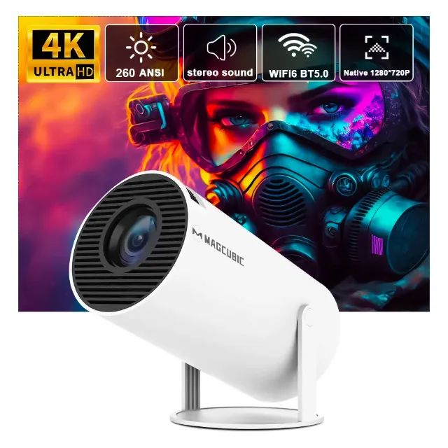 Projetor Magcubic Hy300 PRO, Android 11, Wifi6 duplo, Bluetooth 5.0, 260 ANSI, Suporta 4K