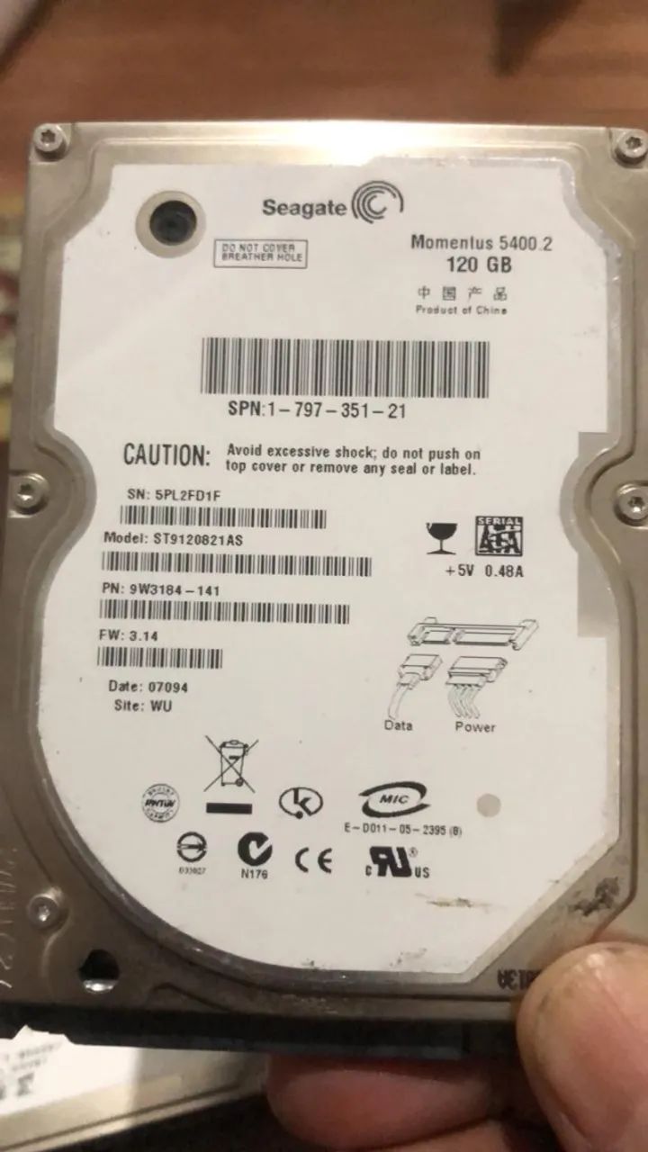 HDs para Notebook 120GB SATA Slim - Formatados com Windows