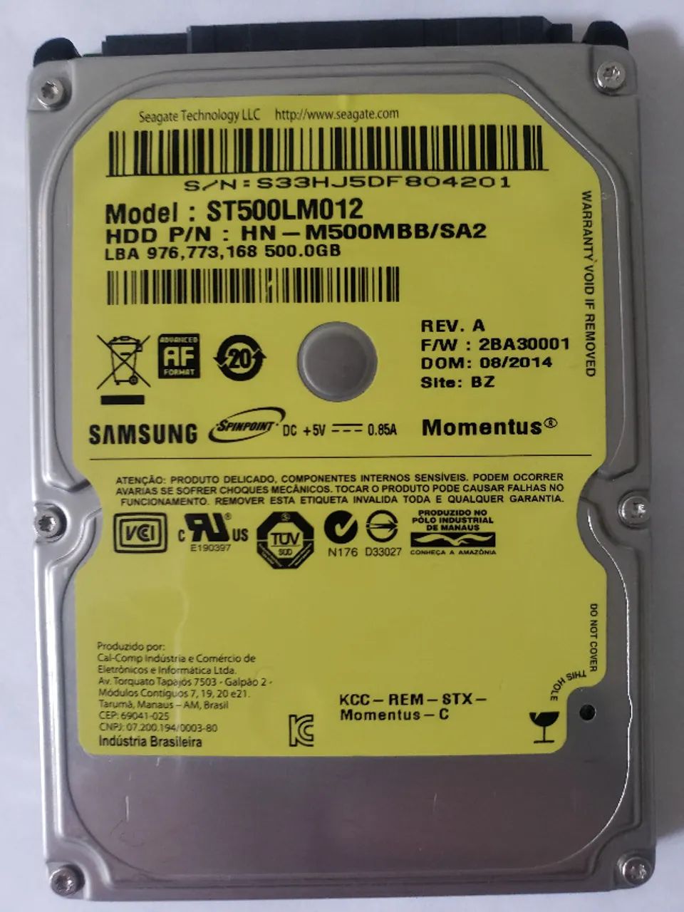 HD Notebook 500 GB Samsung