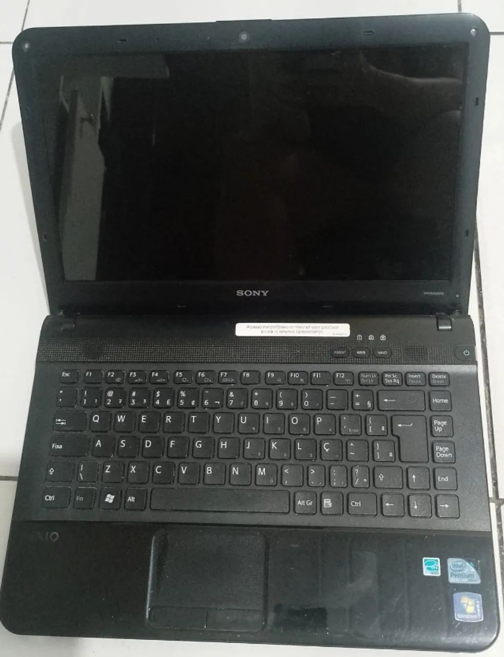 Notebook Sony Vaio não liga
