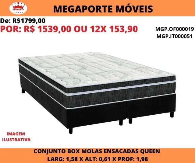 CAMA BOX CASAL QUEEN MOLAS ENSACADAS 
