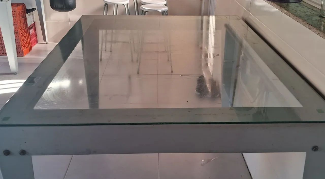 Mesa Industrial Produção - Aço + Vidro | Ótimo Estado - Foto 5