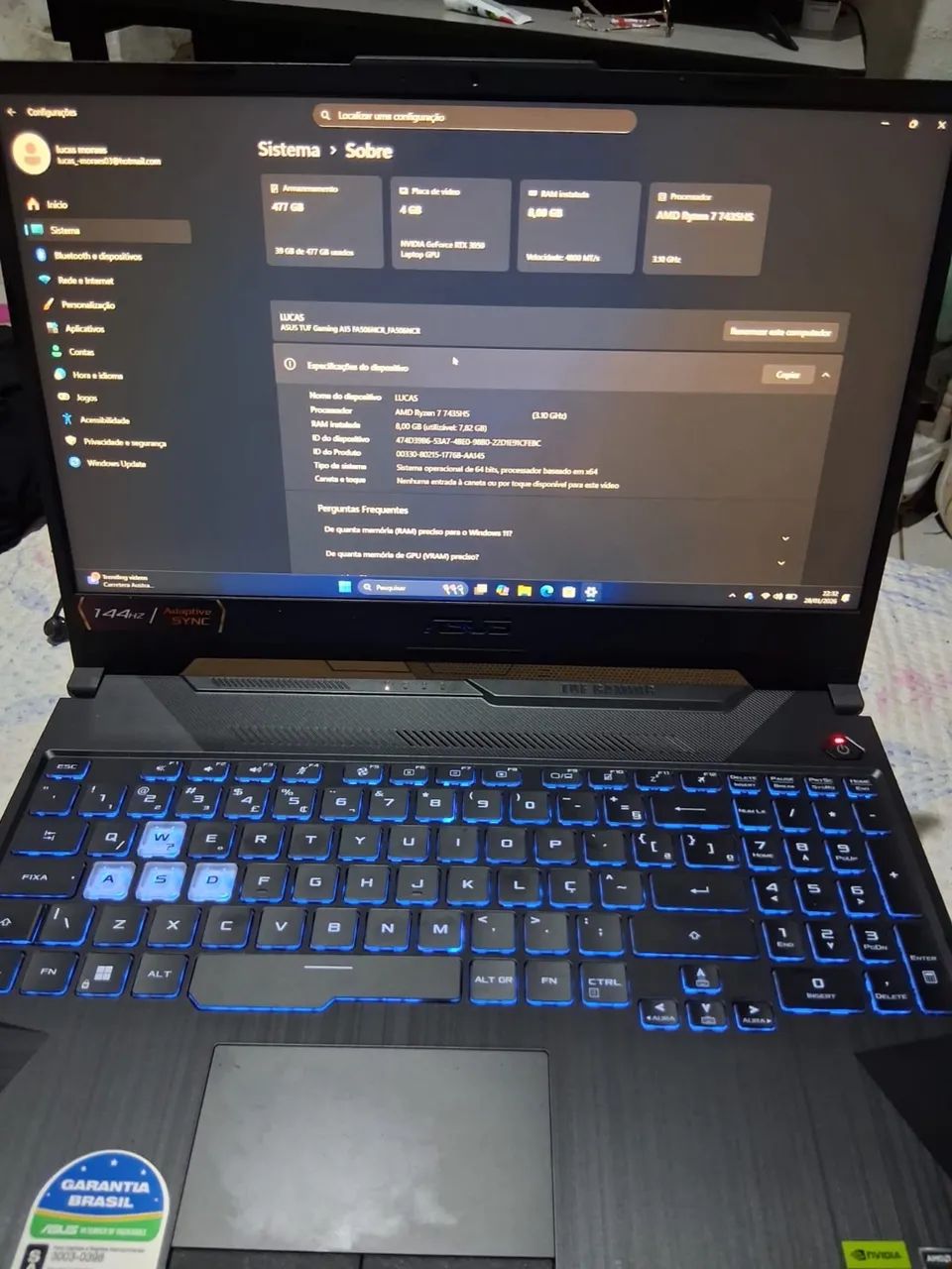  Notebook Asus TUF A15