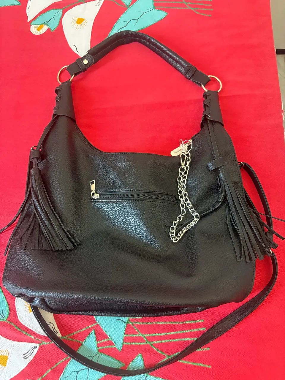 Bolsa preta couro 