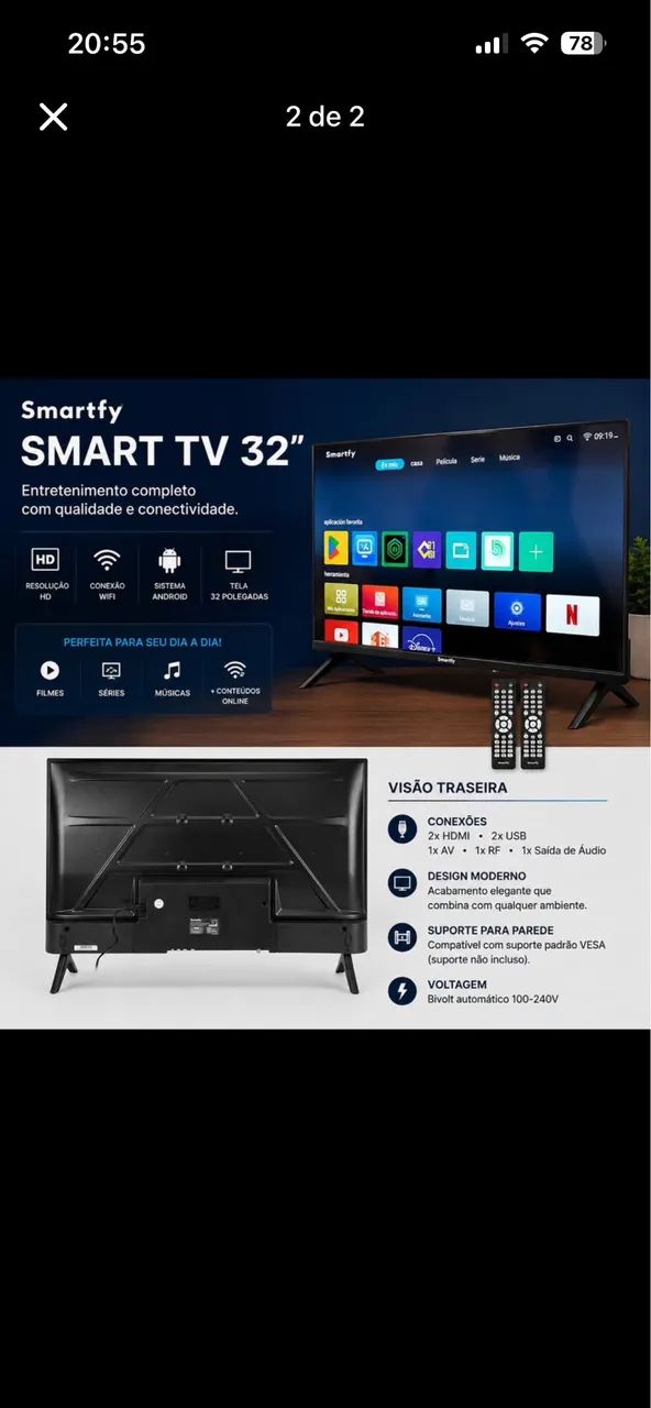 Smart TV 32 - Completa Nova  - Foto 2