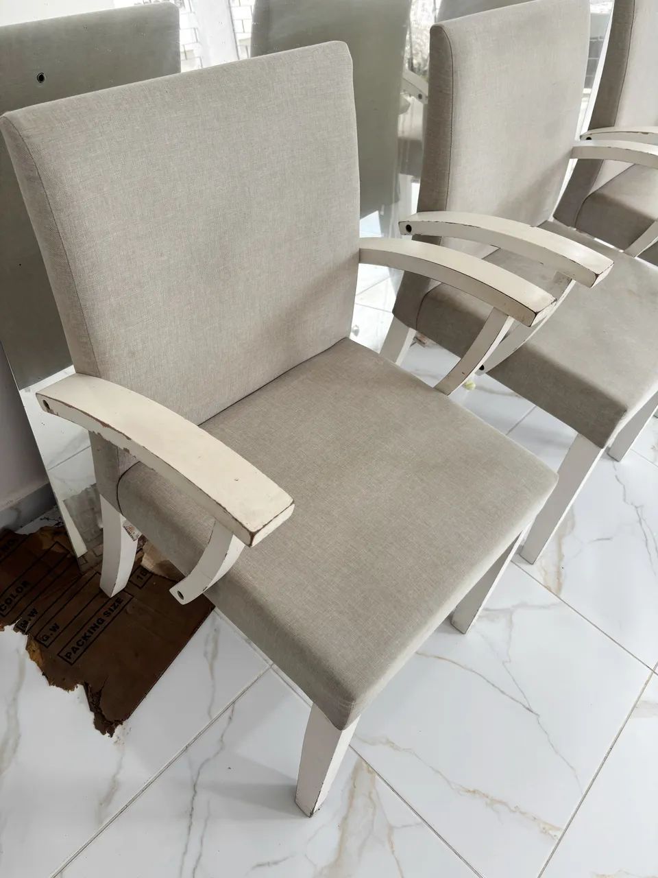 Lote 3 cadeiras de linho (estilo poltrona)  - Foto 2