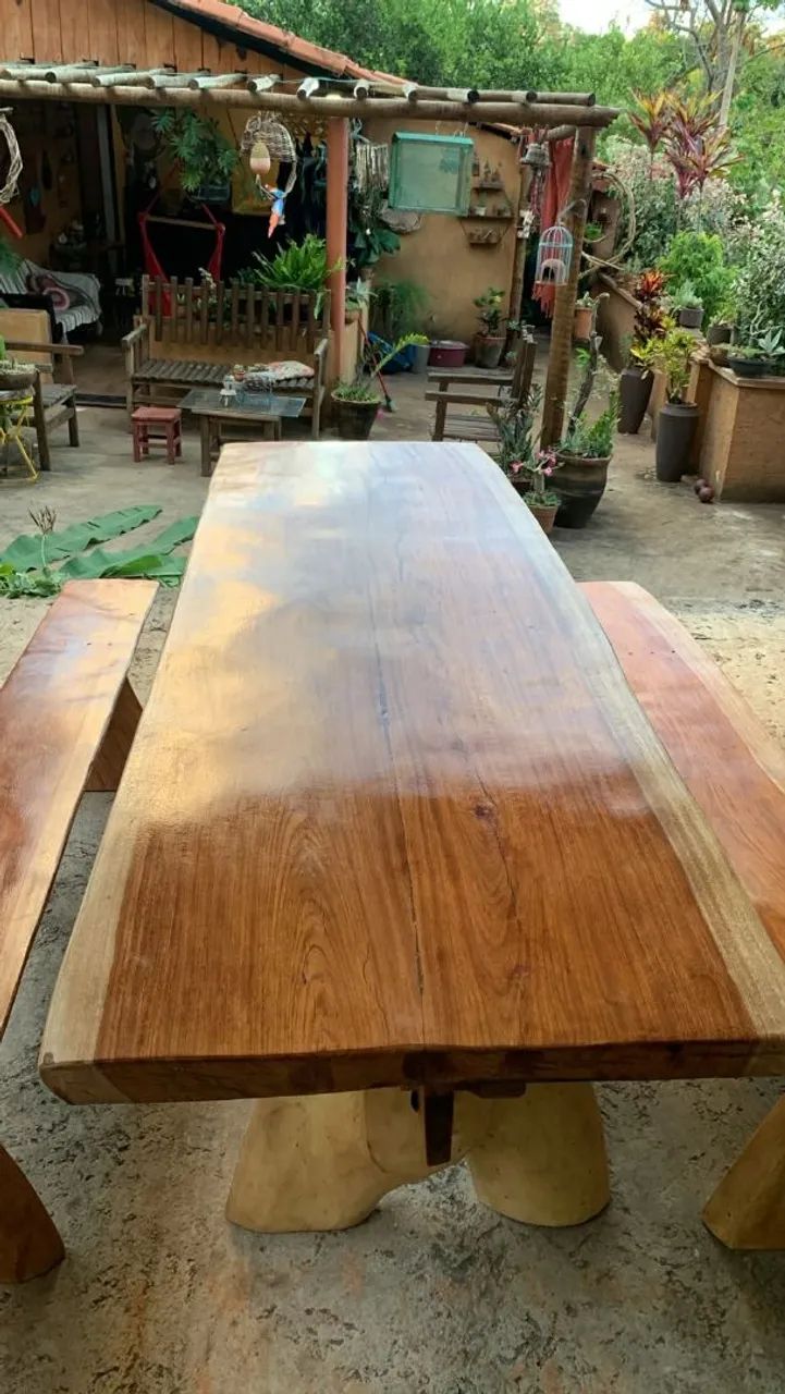? Mesa de Jatobá Maciço 2,40m - Elegância para Seu Ambiente - Foto 4