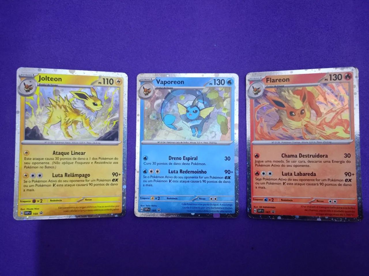 Cartas Pokémon Evoluções da Eevee