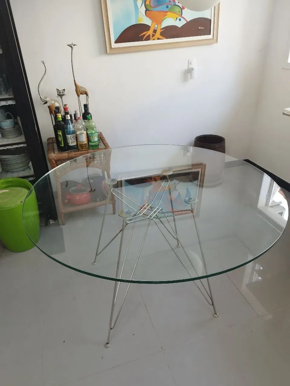  mesa de vidro com 1,30m de diâmetro