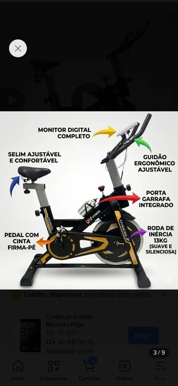 Bicicleta Spinning com roda de inércia de 13K - Foto 4