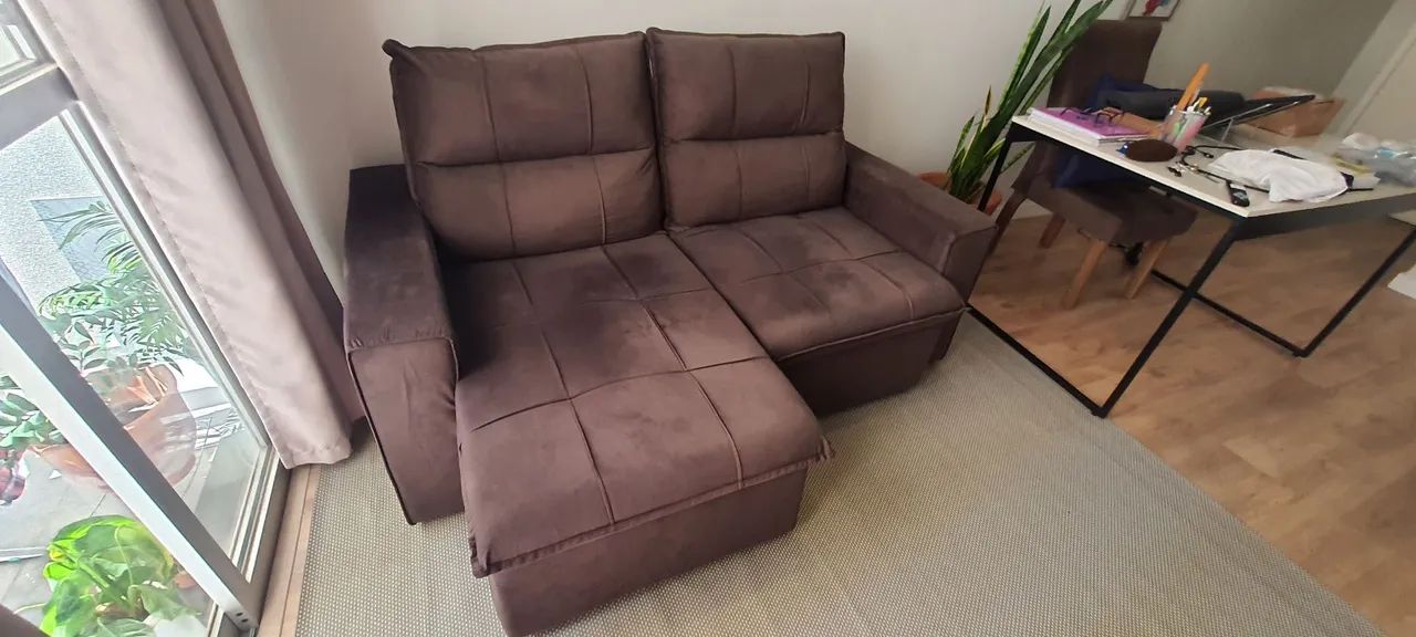 Sofá Retrátil Reclinável 2 Lugares Veludo Miami418478624511119361