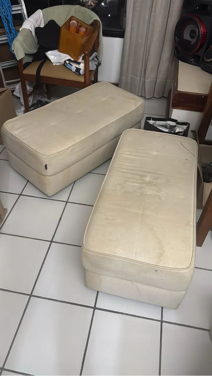 Puff  retangular em linho CENTURY (2unidades)
