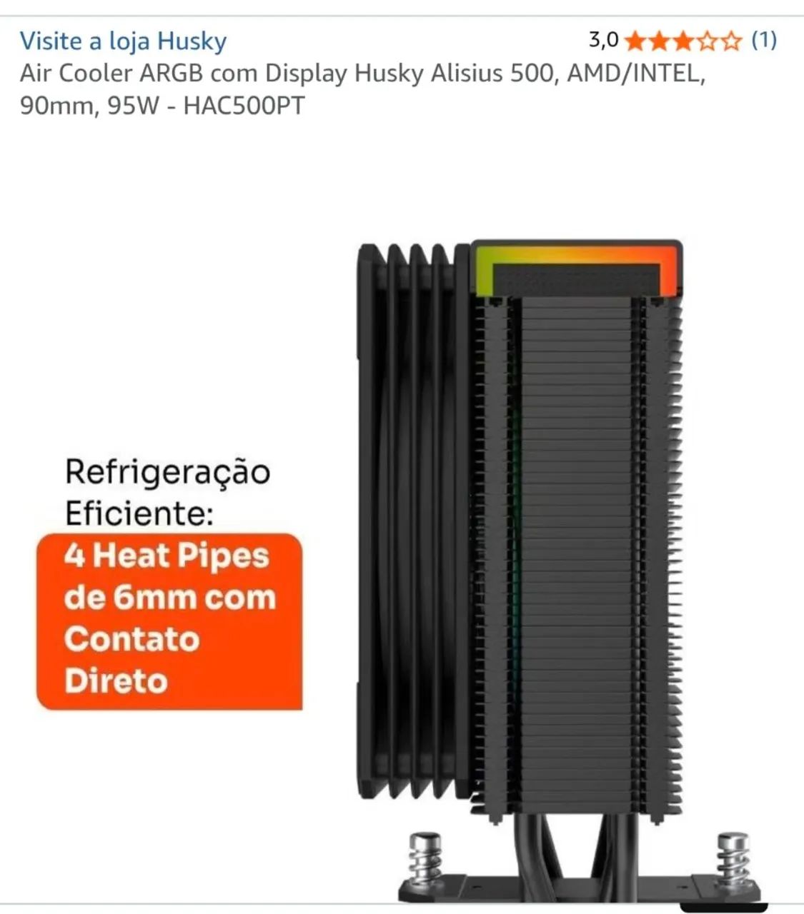 Air Cooler ARGB com Display Husky Alisius 500 - Foto 5