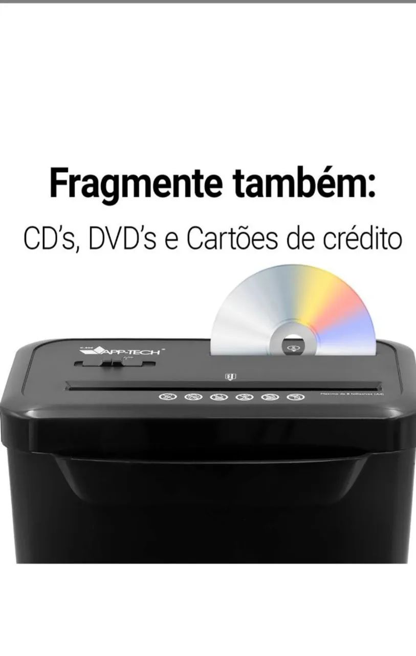 Fragmentadora de papel 8 folhas em partículas / CD / Cartão com cesto 110v C800 App-tech C - Foto 4