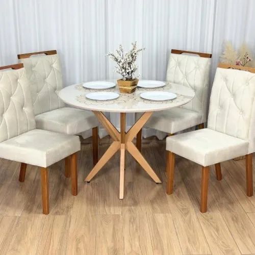 Mesa de Jantar Circular Simpatia 1.08×1.08 c/4 Cadeiras  - Foto 4
