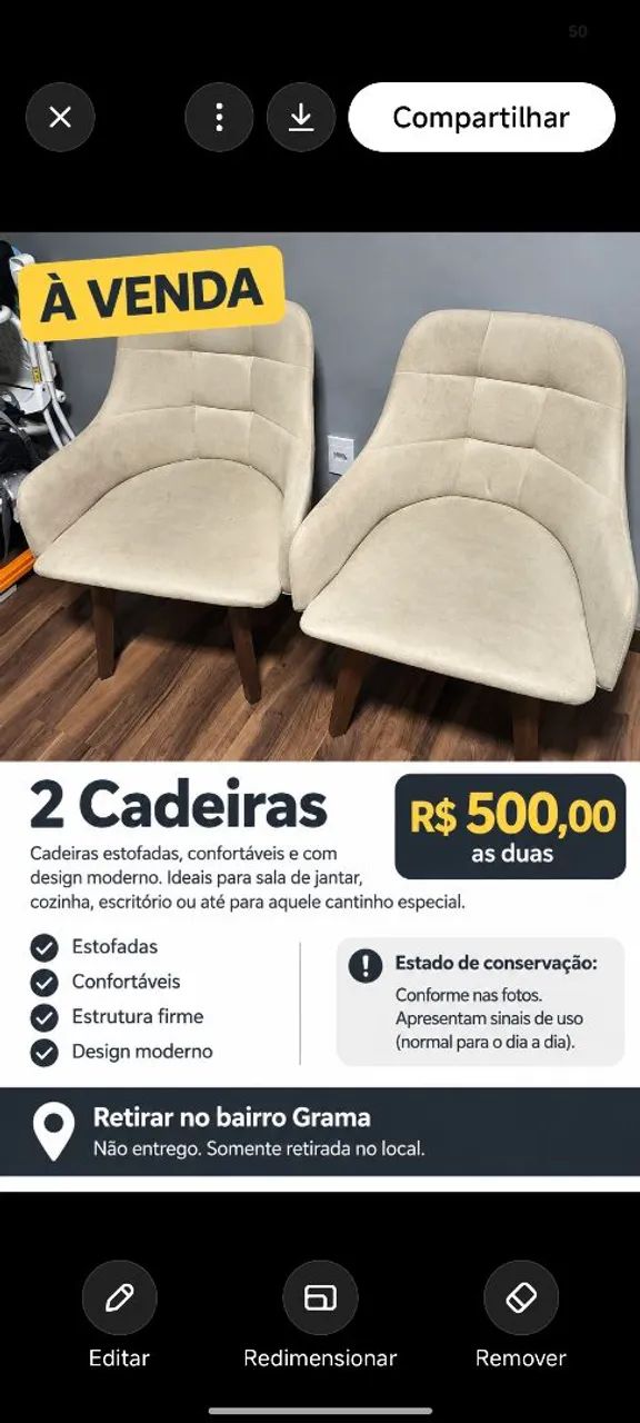 Cadeira estofada 