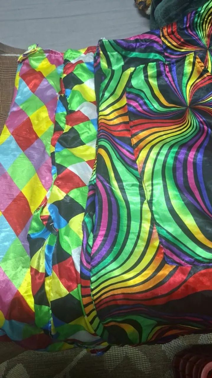 CALÇA DE PALHAÇO CETIM COLORIDAS