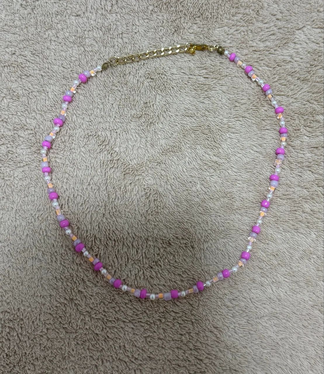 Choker colorida - rosa, laranja e pérola  - Foto 3