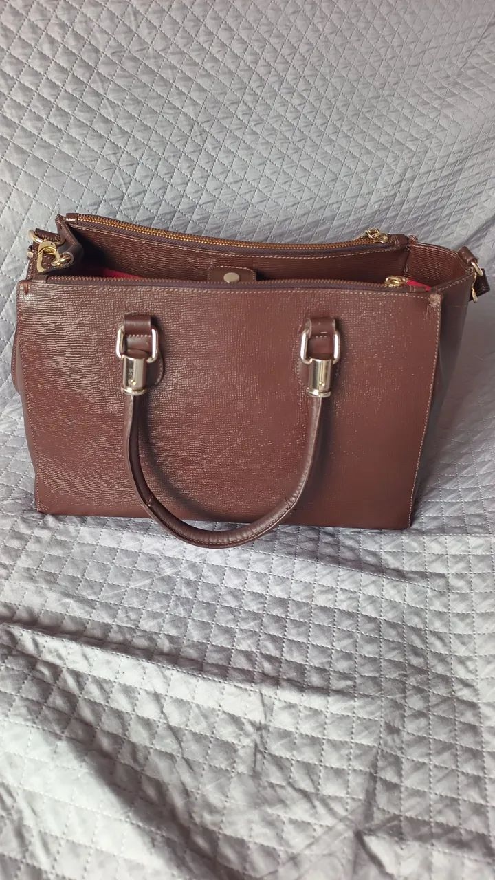 Bolsa Tote Tiracolo Lorena Couro Marrom - Foto 3