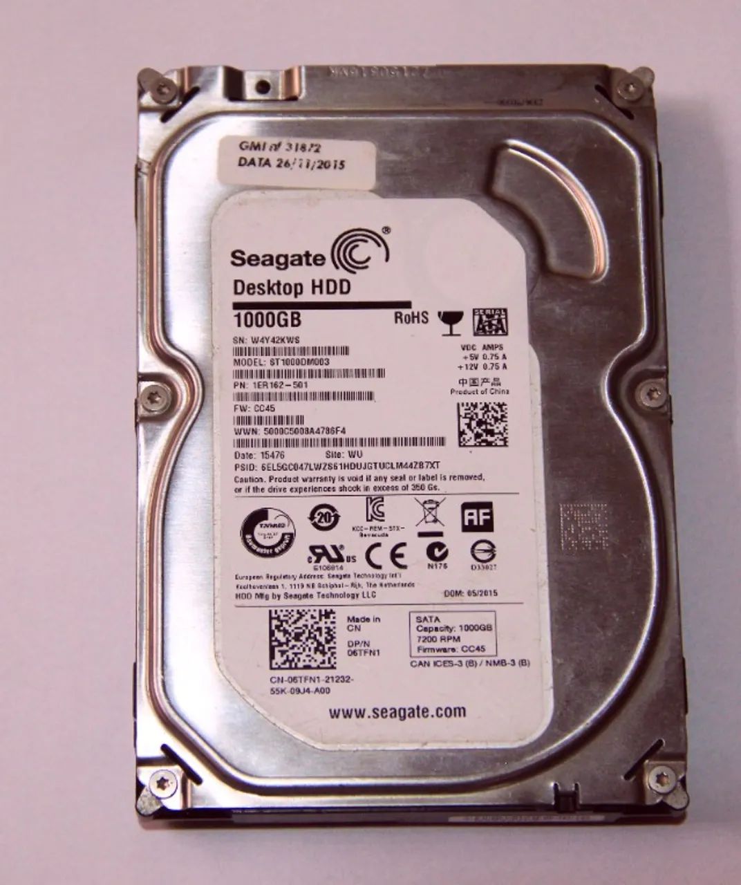 HD 1 Tera sata Seagate Desktop