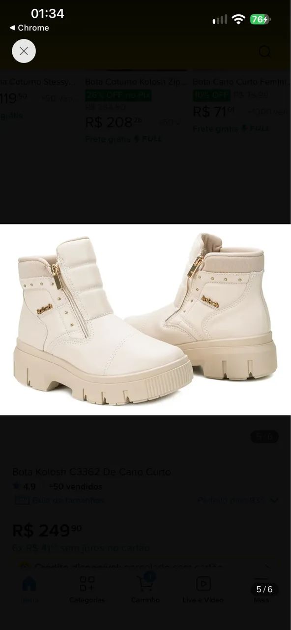 Bota Kolosh cano curto