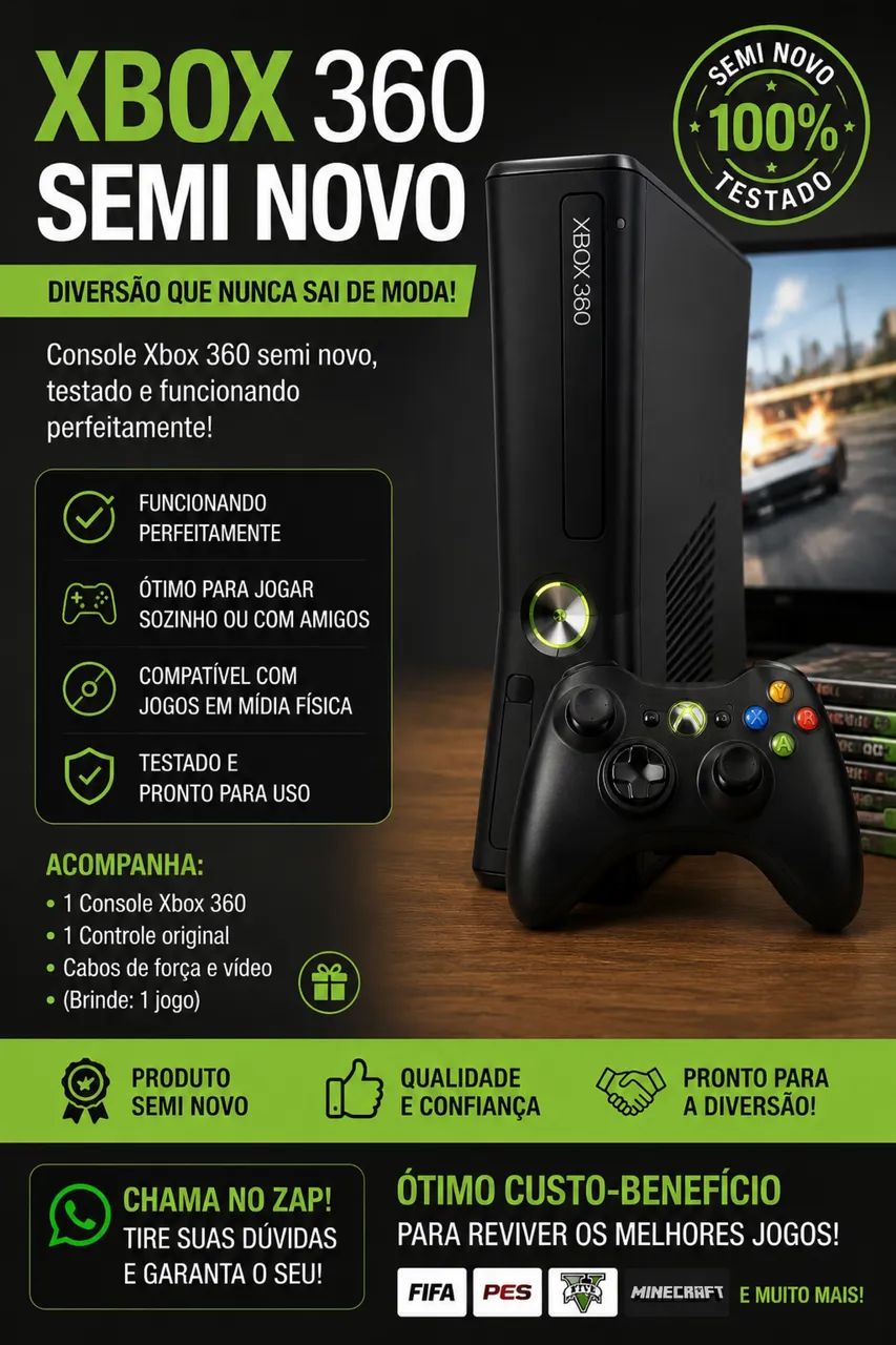 Xbox 360 semi novo 