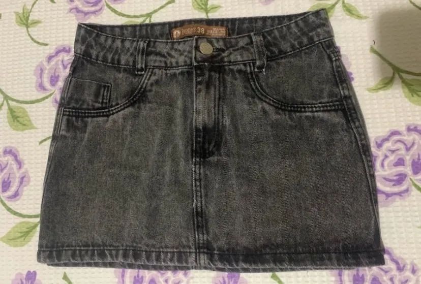 saia jeans cinza 38