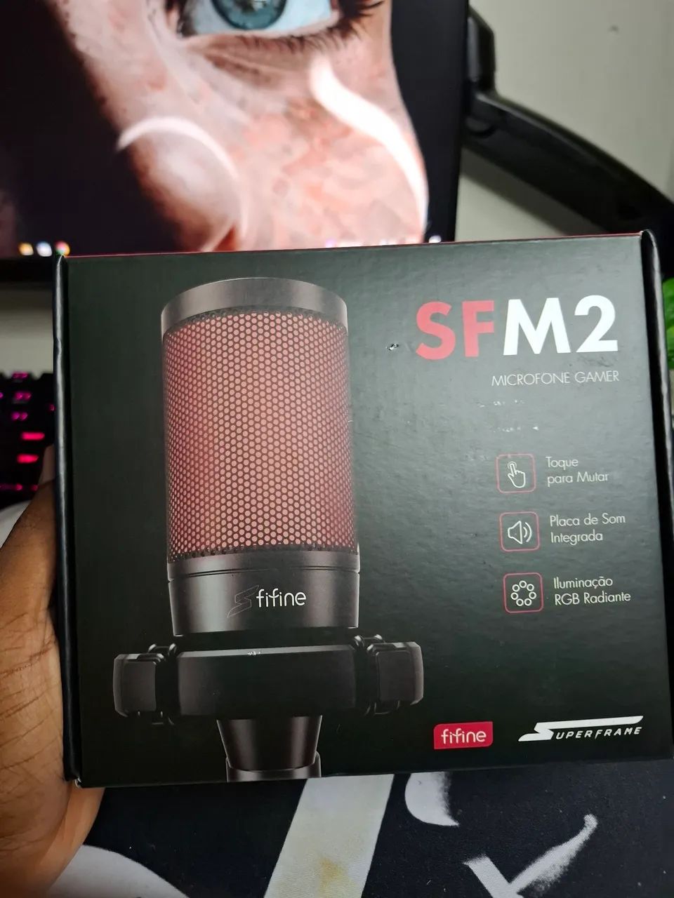 Microfone condensador fifine rgb novo - Foto 2