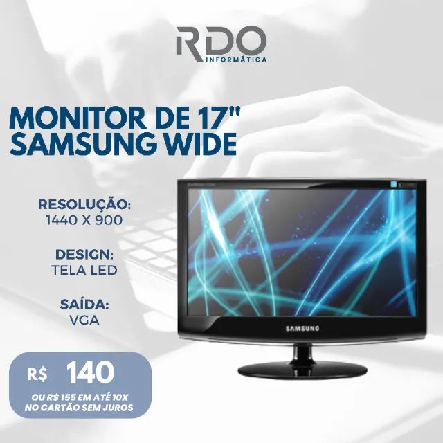 Monitor Samsung 17" Wide LED 1440x900 VGA - Monitor barato em Ótimo Estado! 